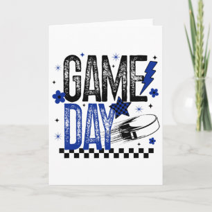 Ice Hockey Game Day Hockey Mom Retro Blue And Blac Card