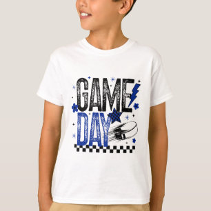 Ice Hockey Game Day Hockey Mom Retro Blue And Blac T-Shirt