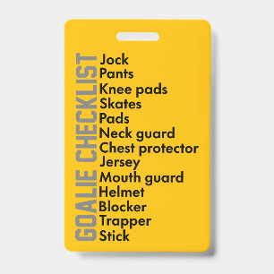 Ice Hockey Gear Checklist ID Badge