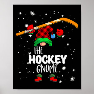 Ice Hockey Gnome Red Buffalo Plaid Matching Family Poster
