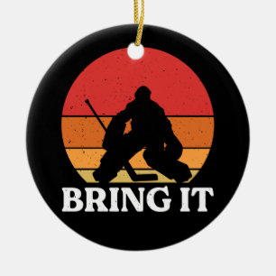 Ice Hockey Goalie Bring It Ceramic Tree Decoration