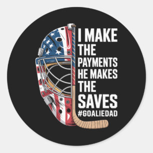 Ice Hockey Goalie Dad Classic Round Sticker