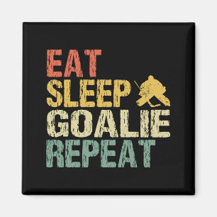 Ice Hockey Goalie Eat Sleep Repeat Retro Vintage Magnet