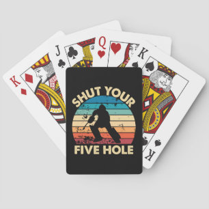 Ice Hockey Goalie Funny Shut Your Five Hole Retro Playing Cards