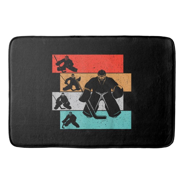 Ice Hockey Goalie Hockey Player Bath Mat (Front)