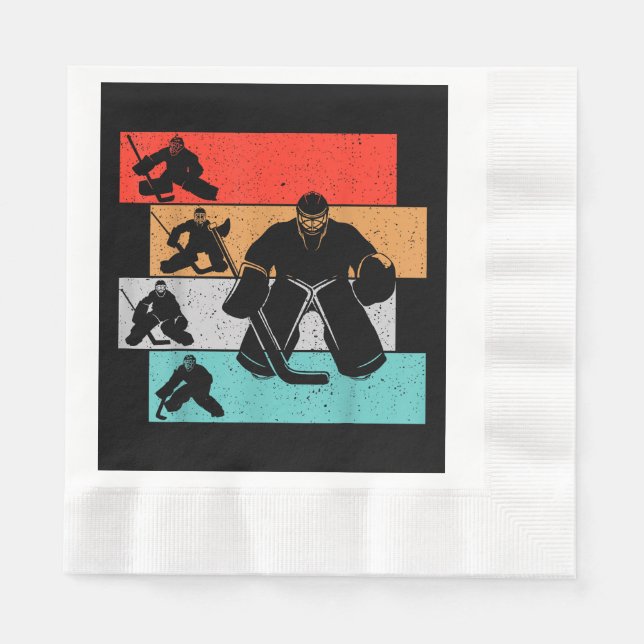 Ice Hockey Goalie Hockey Player Napkin (Front)