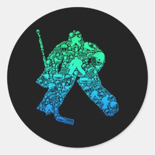 Ice Hockey Goalie Hockey Player Youth Men Kids Boy Classic Round Sticker