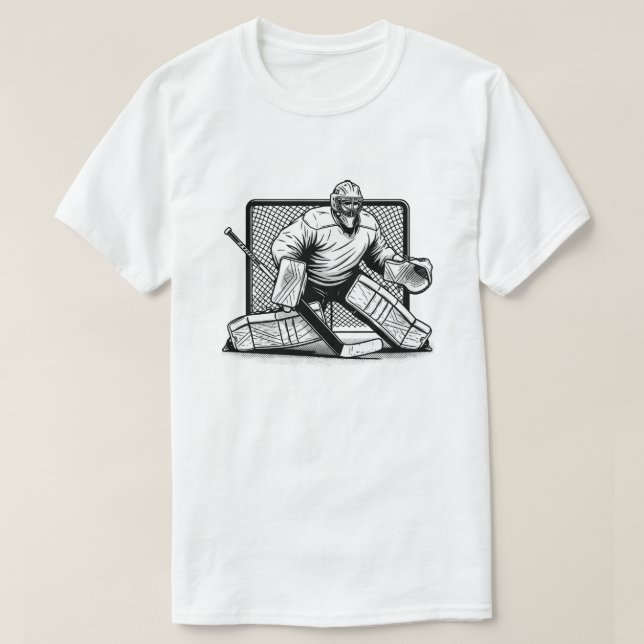 Ice Hockey Goalie in Butterfly Stance T-Shirt (Design Front)