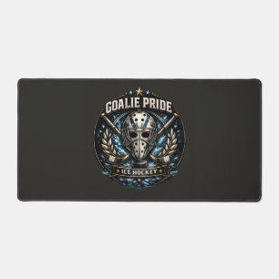 Ice Hockey Goalie Mask Vintage Sports Puck Design Desk Mat
