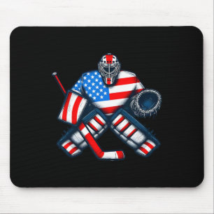 Ice Hockey Goalie Player Usa Flag Vintage Mouse Pad