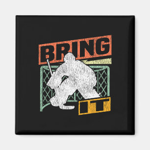 Ice Hockey Goalie Vintage Goalkeeper Retro Bring I Magnet