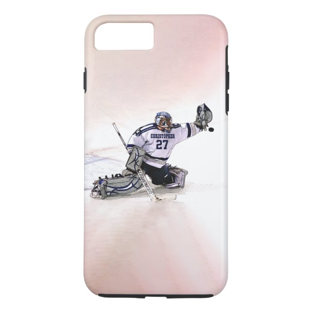 Ice Hockey Goalkeeper With Your Name Drawing Case-Mate iPhone Case (Back)