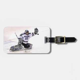 Ice Hockey Goalkeeper With Your Name Drawing Luggage Tag