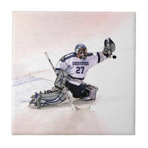Ice Hockey Goalkeeper With Your Name Drawing Tile