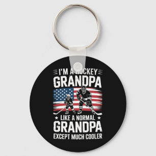Ice Hockey Grandpa Like A Normal Grandpa Except Mu Key Ring