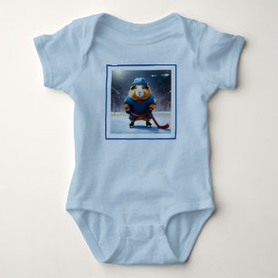 Ice Hockey Guinea Pig, Baby Bodysuit