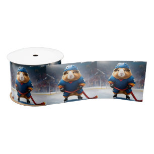 Ice Hockey Guinea Pig,  Satin Ribbon