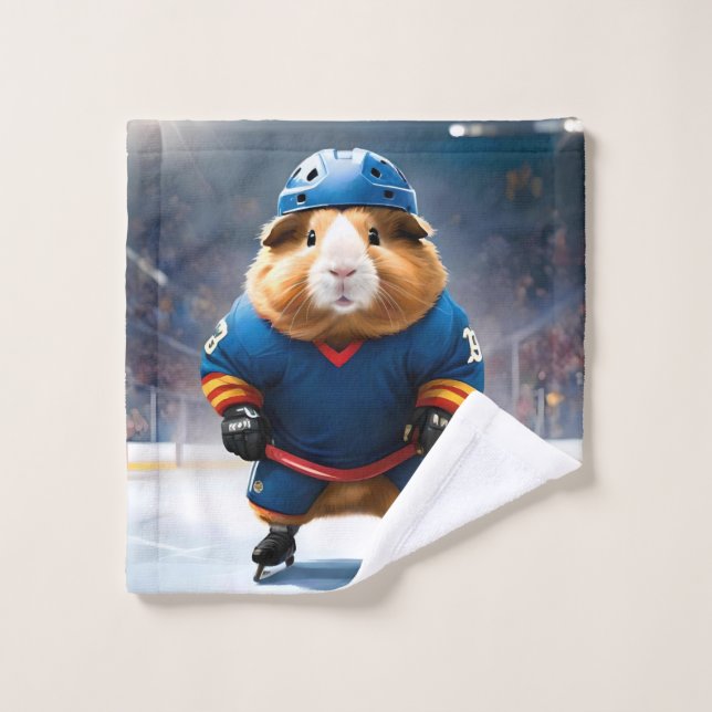 Ice Hockey Guinea Pig, Wash Cloth (Wash Cloth)