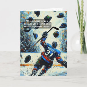 Ice Hockey  Hat Trick of Happiness! Card