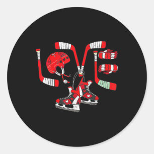 Ice Hockey Heart Valentines Day Love Gifts Boys Gi Classic Round Sticker