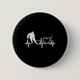 Ice Hockey Heart Valentines Heartbeat Boys Girl Go 6 Cm Round Badge