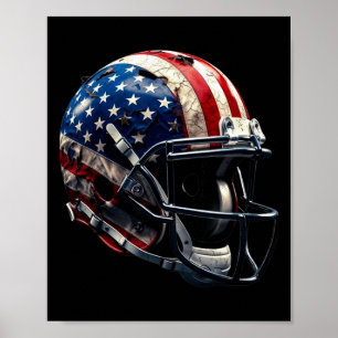 Ice Hockey Helmet Us Patriotic American Flag Men Poster