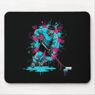 Ice Hockey Ice Cream Drip Number 12 12th Birthday Mouse Pad