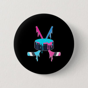 Ice Hockey Ice Cream Drip Sprinkles Ice Hockey Pla 6 Cm Round Badge