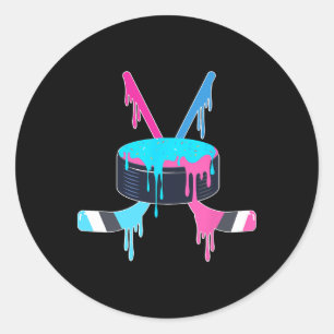 Ice Hockey Ice Cream Drip Sprinkles Ice Hockey Pla Classic Round Sticker
