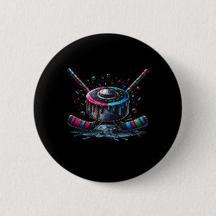 Ice Hockey Ice Cream Drip With Sprinkles Game Day 6 Cm Round Badge