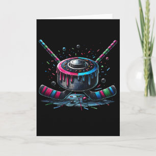 Ice Hockey Ice Cream Drip With Sprinkles Game Day Card