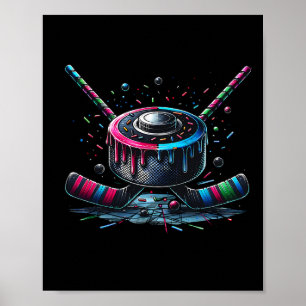 Ice Hockey Ice Cream Drip With Sprinkles Game Day Poster