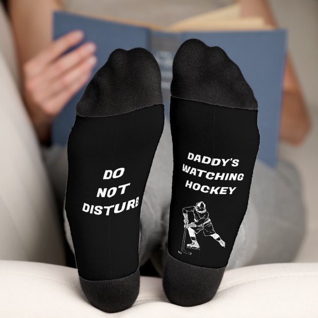 Ice Hockey Illustration & Fun Text  Socks (Bottom)