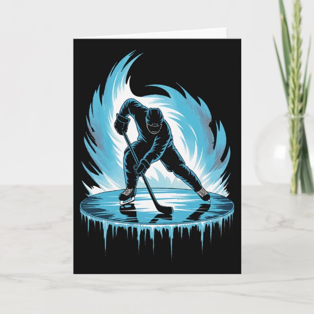 Ice Hockey Illustration Graphic  Card (Front)
