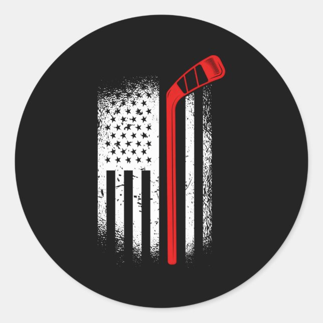 Ice Hockey Jersey Penalty Box Puck Us Flag Classic Round Sticker (Front)