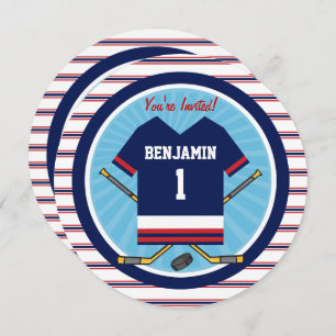 Ice Hockey Jersey V2 1st Birthday Party Invitation
