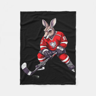 Ice Hockey Kangaroo  Fleece Blanket
