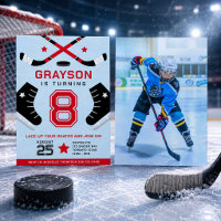 Ice Hockey Kids Birthday Party Invitation