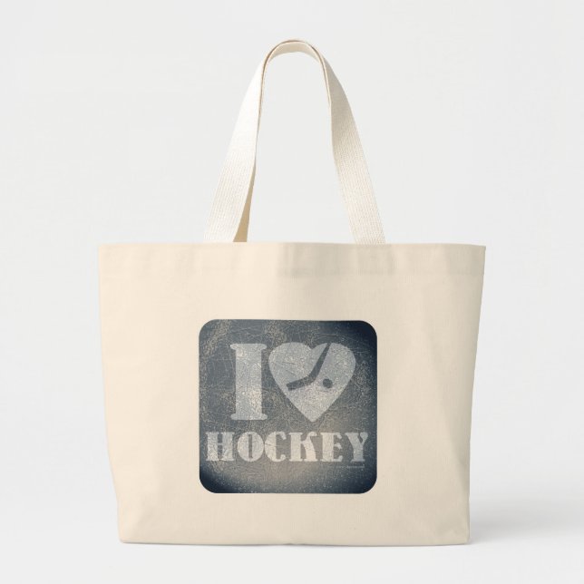 Ice Hockey Love Large Tote Bag (Front)