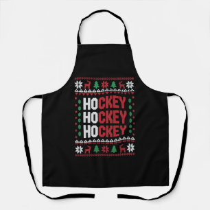 Ice Hockey Lover Christmas Santa Funny Sports Team Apron