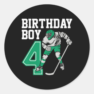 Ice Hockey Lovers Kids 4th Hockey Birthday Boy Pla Classic Round Sticker