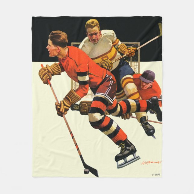 Ice Hockey Match Fleece Blanket (Front)