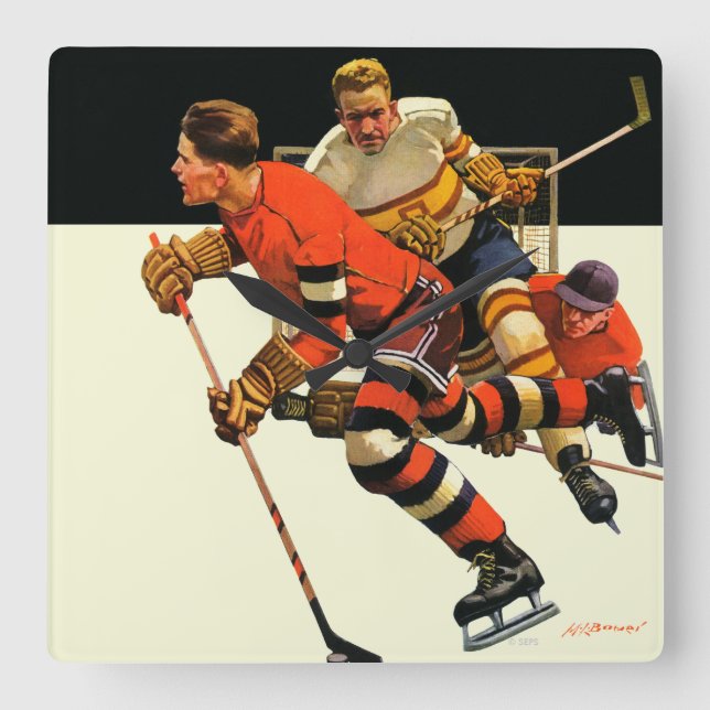 Ice Hockey Match Square Wall Clock (Front)