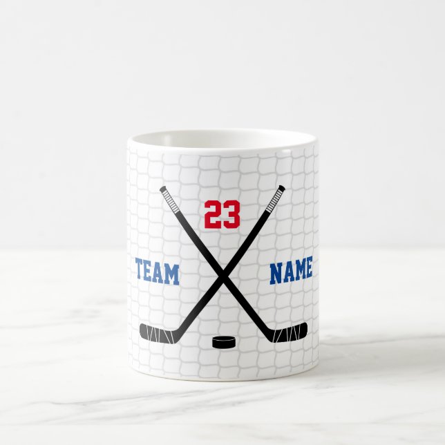 Ice Hockey Net Sticks Puck Custom Sports Team Coffee Mug (Center)