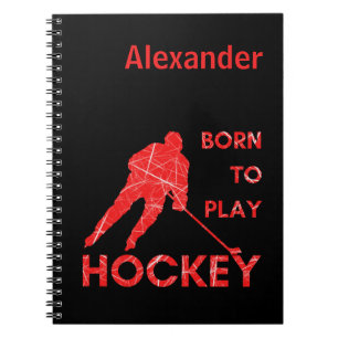 Ice hockey notebook Born to play red journal
