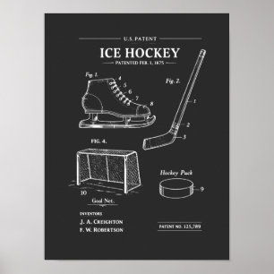 Ice Hockey patent blueprint Poster