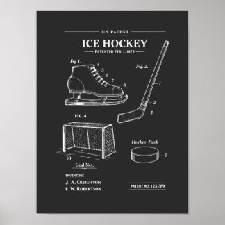 Ice Hockey patent blueprint Poster