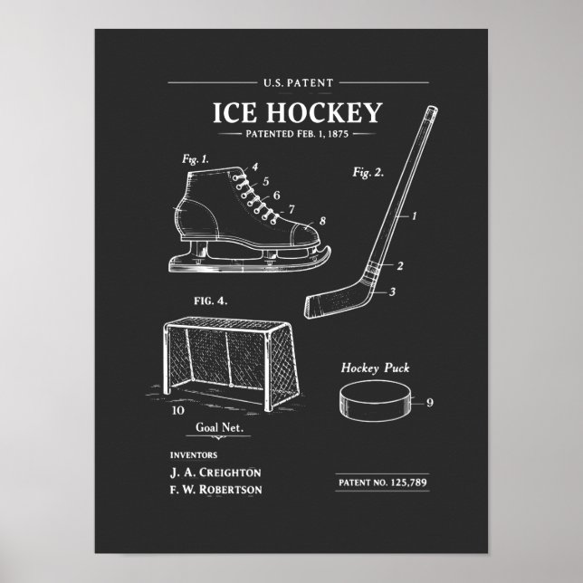 Ice Hockey patent blueprint Poster (Front)