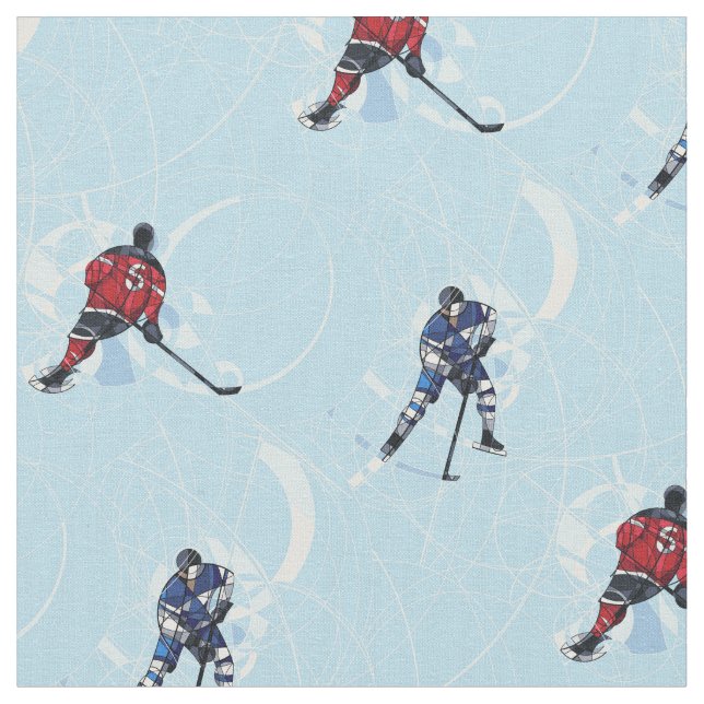 Ice hockey pattern blue fabric (Close Up)