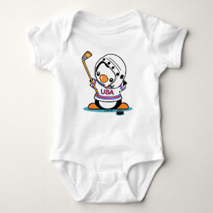 Ice Hockey Penguin Baby Bodysuit